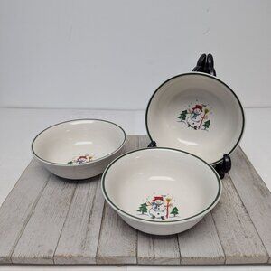 Pfaltzgraff Snow Village Soup Cereal Bowls Set of 3 Vintage